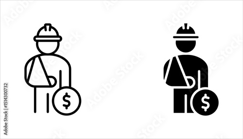 Worker compensation icon set.  Containing expense, first and kit, work, vector illustration on white background