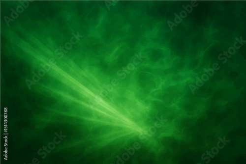 Abstract dark green with light rays and a hint of smoke texture.