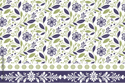 cotton flower hand drawn design, trendy seamless border print, floral sketch wrapping texture, modern textile for fashion, table top pattern style

