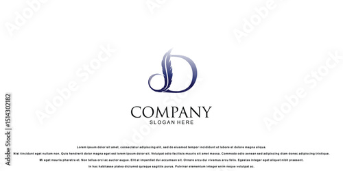Creative feather logo combined with letters from A to Z premium vector