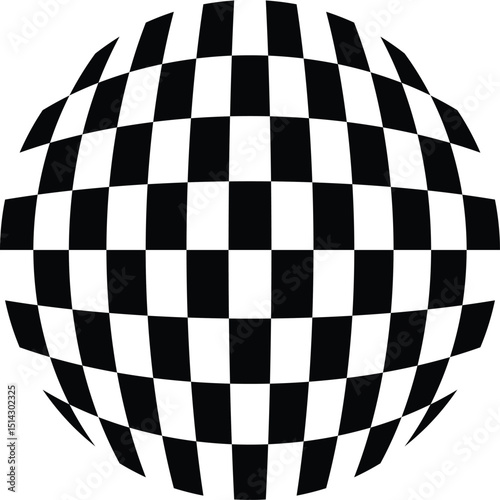 checkered flag sphere, black and white checkered flag