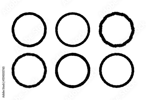 brush stroke grunge circle shape border vector set 
