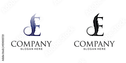 Creative feather logo combined with letters from A to Z premium vector
