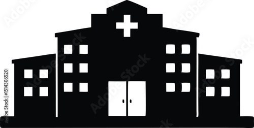 hospital building silhouette vector