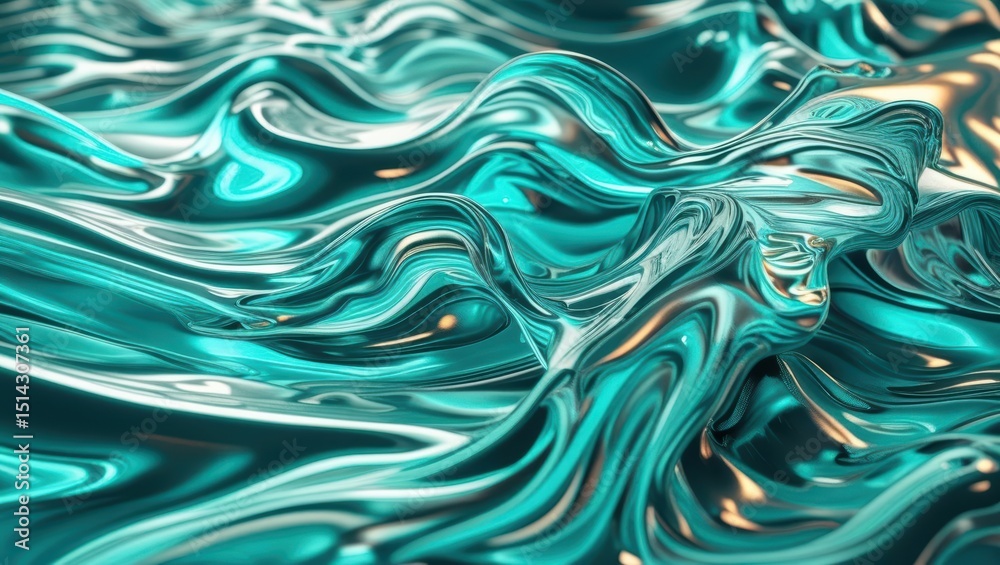 Obraz premium Abstract 3D Fluid Vortex in Calm Blue Water – Modern Liquid Art