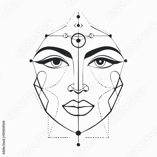 A minimalist abstract face using a single continuous line for eyes, nose, and lips, drawn in black on a clean white background.