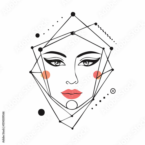 A minimalist abstract face using a single continuous line for eyes, nose, and lips, drawn in black on a clean white background.