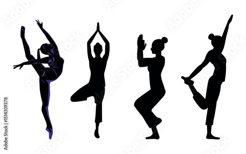 silhouette yoga vector illustration. Fitness Concept.