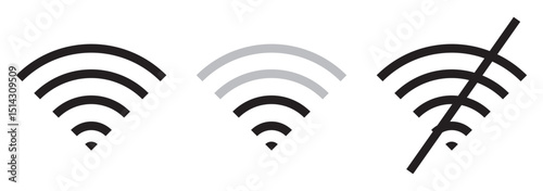 Wi-Fi icon set. On and off mode. 2G to 5G different Wi-Fi design and connections. Connected and Disconnected options mode. Eps 10.