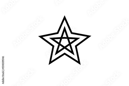 Black star with intricate lines, symbolizing excellence or achievement, isolated on a white background for awards or branding designs.