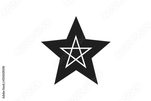 Black star with complex geometric patterns, symbolizing complexity or precision, isolated on a white background for technical or branding designs.