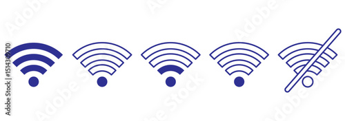 Wi-Fi icon set. On and off mode. 2G to 5G different Wi-Fi design and connections. Connected and Disconnected options mode. Eps 10.