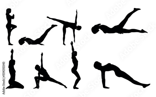 silhouette yoga vector illustration. Fitness Concept.