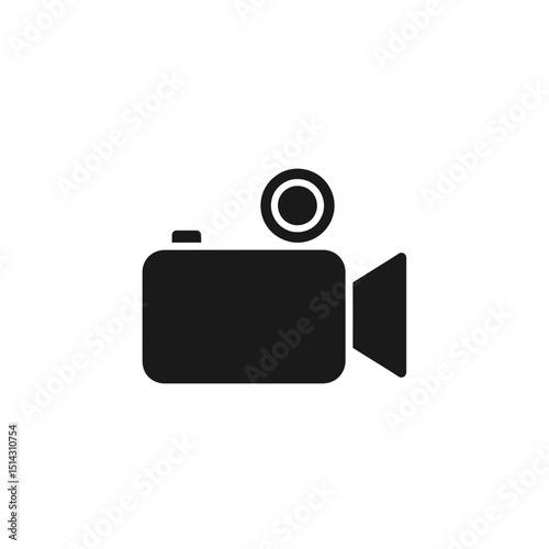 Video Camera Icon Simple Black and White Vector Illustration for Film, Movie, Cinema, and Video Production