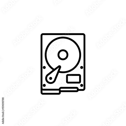 Hard Drive Icon Line Art Illustration of a Computer Hard Disk Drive
