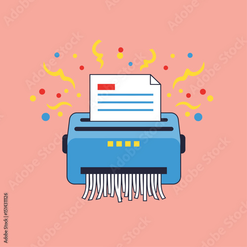 Shredding Documents Secure Data Destruction Illustration