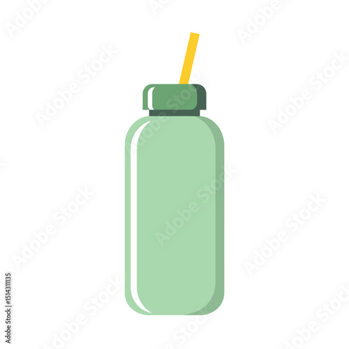 Sage Green Reusable Water Bottle with Straw Sustainable Hydration Icon