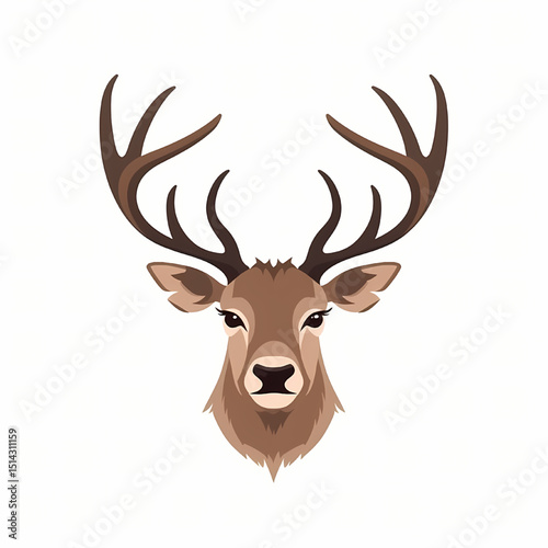 Majestic Deer Head Illustration  A Stunning Vector Graphic of Antlered Buck, Perfect for Nature-Inspired Designs and Wildlife Projects