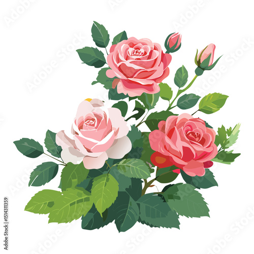 Elegant Roses Bouquet Floral Illustration