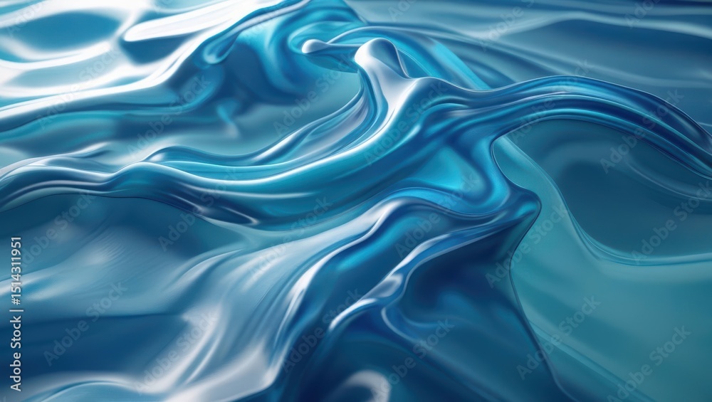 Abstract 3D Fluid Vortex in Calm Blue Water – Modern Liquid Art