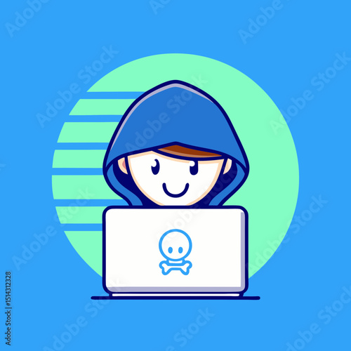 Hacker Cartoon Icon - Cyber Security & Technology
