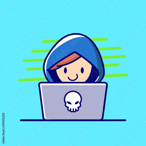 Hacker Cartoon Icon - Cyber Security & Technology