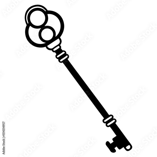 vector illustration of an old key