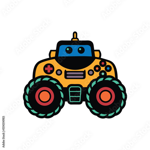 black outline of a monster truck with joystick