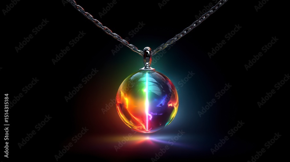 Fototapeta premium Colorful gemstone pendant on chain