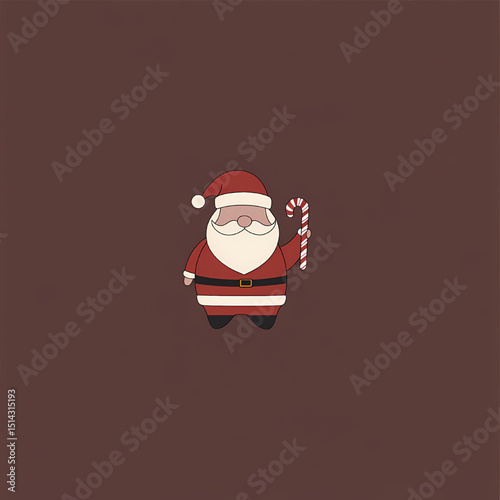 Festive Santa Claus: A cute and festive illustration of Santa Claus, complete with his signature red suit, white beard, and candy cane, set against a warm background.