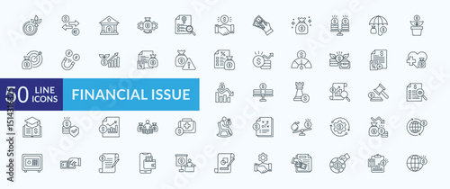 Financial issue icon collection set with investment, asset management, quality control, insurance, budget planning