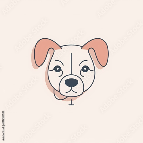 Cute Dog Illustration: A minimalist illustration of an adorable dog's face, featuring clean lines and pastel colors, creating a charming and friendly image.