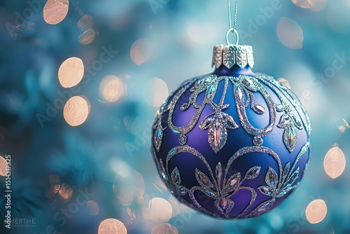 Close-up of a decorative, ornate Christmas ornament.