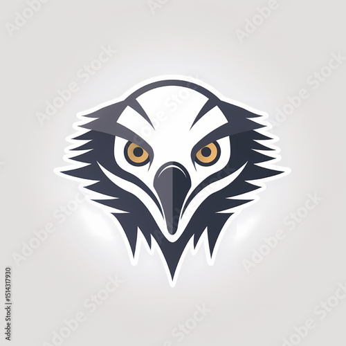 Intense Owl Icon: A stylized, intense close-up of an owl's face, its sharp gaze and detailed feather patterns showcased in a vibrant, minimalist design.