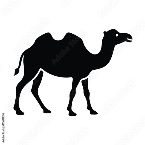 Camel Silhouette Vector Desert Animal Illustration Isolated on White, ai generated