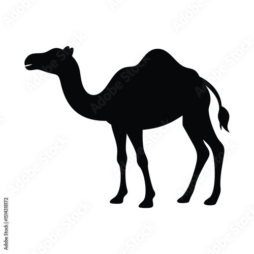 Camel Silhouette Vector Desert Animal Illustration Isolated on White, ai generated