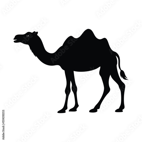 Camel Silhouette Vector Desert Animal Illustration Isolated on White, ai generated
