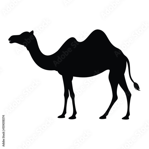 Camel Silhouette Vector Desert Animal Illustration Isolated on White, ai generated