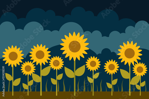 sunflowers on a blue background