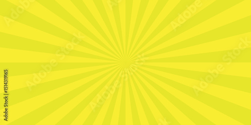 Abstract yellow vector pop sunlight summer ray sunburst hot sunrise wallpaper background. minimal explosion style bright texture design.