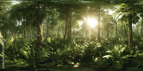Exploring lush green jungle wilderness tropical forest 360 view nature