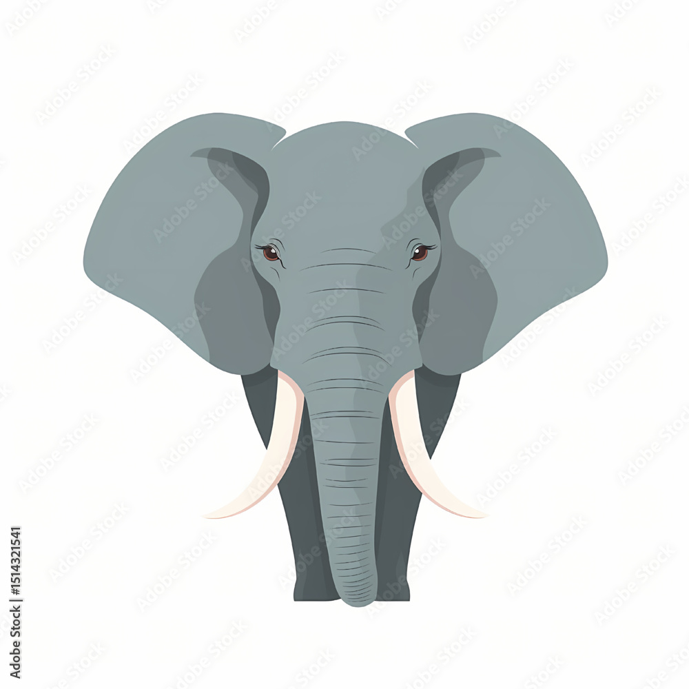 Fototapeta premium Majestic Elephant in Portrait: A distinguished elephant stands regally, showcasing its grandeur with long tusks, prominent ears, and a captivating gaze in this striking portrait.