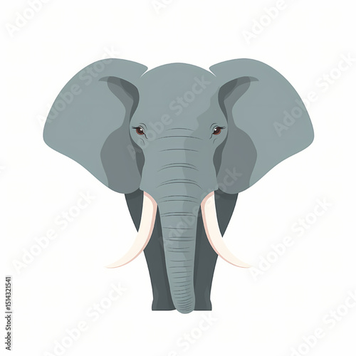 Majestic Elephant in Portrait: A distinguished elephant stands regally, showcasing its grandeur with long tusks, prominent ears, and a captivating gaze in this striking portrait.