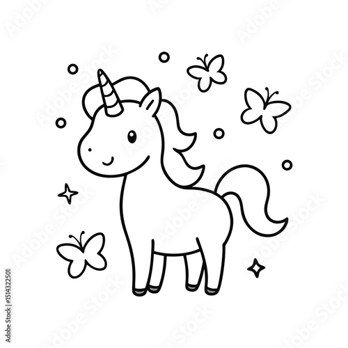 Cute Unicorn Coloring Page for Kids
