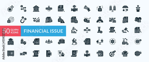 Financial issue icon collection set with investment, asset management, quality control, insurance, budget planning