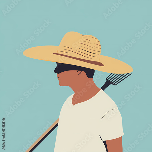 The Farmer's Silhouette: A portrait of a determined farmer against a subtle backdrop, a classic image of agricultural work.