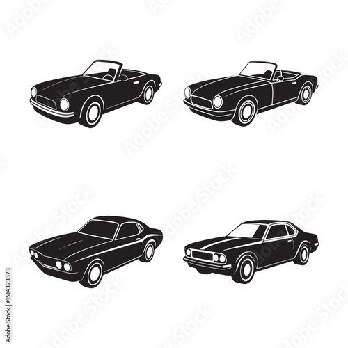 Classic Car Silhouettes Vintage Auto Icons