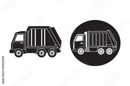 Garbage Truck Icons Waste Collection Vehicle Graphics
