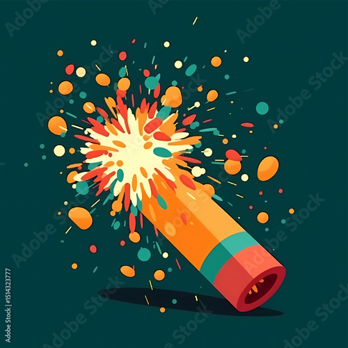 Firework Celebration: A burst of festive colors explodes from a firework against a backdrop, embodying the spirit of celebration and joy. Capturing the essence of jubilant moment.