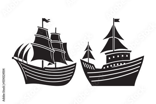 Vintage Sailing Ships Nautical Illustrations